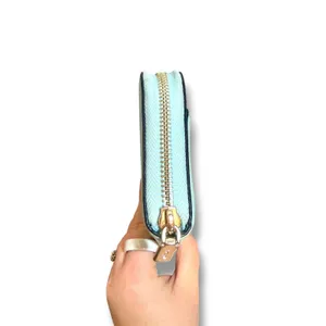 Kate Spade New York Wallet Womens Aqua White Saffiano Leather Zip Around thumbnail 4