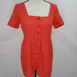 Urban Outfitters - Urban Renewal Remnants Linen‎ Button-Front Romper (NWT) thumbnail 4