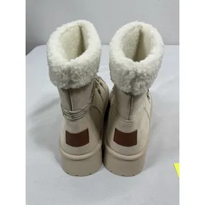 Womans Excellent Cond. Tuopin Classic Platform Lace Up Mini Snow Boots 8 Beige thumbnail 4