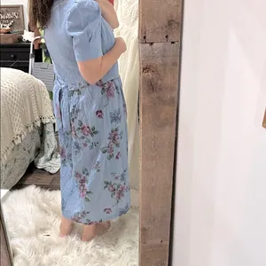 Vintage Miss Dorby Floral Blue Dress with Embroidered Details size XLarge thumbnail 8