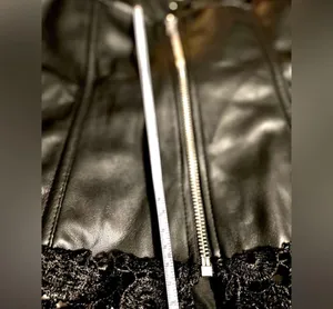 NWOT Faux Leather Black Corset w/ Lace at the Bottom & Shoulder Straps Size:2XL thumbnail 11