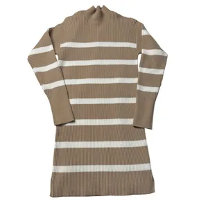 Abercrombie Tan Cream Striped Mockneck Sweater Mini Dress XS thumbnail 4