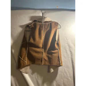 Sanctuary Clothing Faux Suede Shearling Vest Tan Brown Small Open Front Draped thumbnail 3