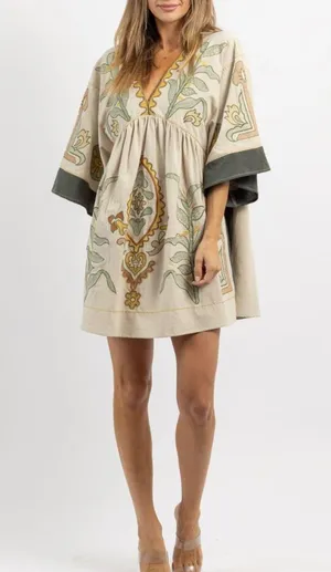 Embroidered Babydoll Dress thumbnail 1