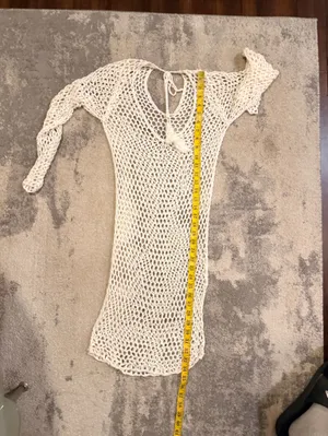 Women's Cream Crochet Beach Cover-Up Dress thumbnail 5