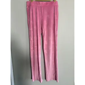 Y2K bling Juicy Couture Pink Velour Monogram Rhinestone‎ Sleepwear Pants Small thumbnail 4