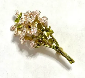 Floral Rose Bouquet Brooch Pink and Green New thumbnail 1