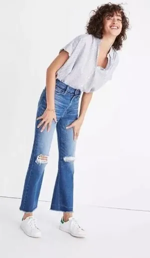 Madewell Retro Crop Bootcut Distressed Jeans Size 25 Tall‎ thumbnail 1