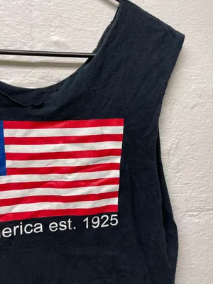Chi Omega Gamma American Flag Cutoff Tank Size M thumbnail 2