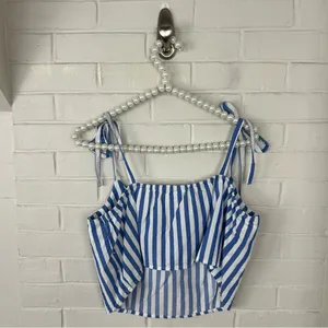 Old Navy Blue White Stripe Tie Strap Tank Top Size M thumbnail 7