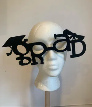 Black 'Grad' Sparkly Novelty Glasses - Graduation Party Prop thumbnail 1