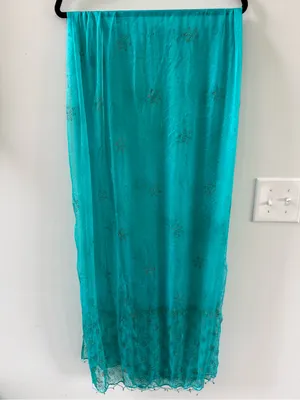 Sheer Turquoise Women's Swim Cover-Up- stroll to tie thumbnail 2
