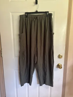 NWT XL TARSE Coffee Linen Wide Leg Palazzo Harem Pants with Pockets. thumbnail 3