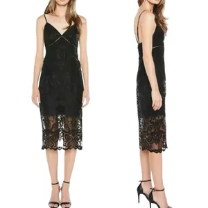 NWT Bardot Lola Lace Slip Dress Size 4 / XS Black Midi Bodycon Cocktail Party thumbnail 4
