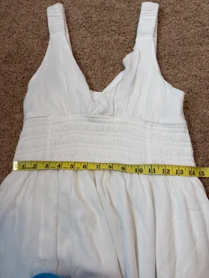 Abercrombie & Fitch white v-neck linen dress thumbnail 6