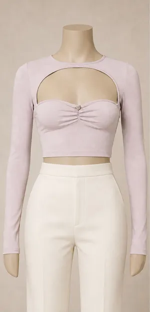 Princess Polly Pink Cutout Ruched Long Sleeve Crop Top Women’s US 4 Y2K thumbnail 1