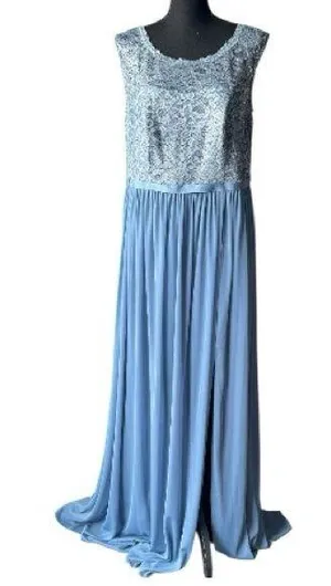 David's Bridal bridesmaid formal Light Blue Lace Maxi Dress NWT 16 thumbnail 1