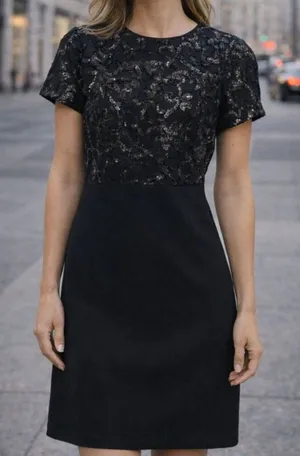 Brooks Brothers Black Short Sleeve Cocktail Sequins Dress 2 Elegant Timeless thumbnail 1