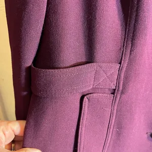 Rich Purple Structured Trench Coat with Military Design and Wide Lapel thumbnail 5