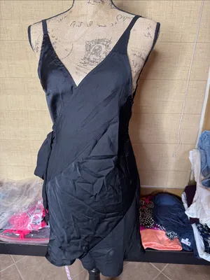 NWT Free People Like Me or Love Me Black Wrap Mini Slip Dress Size Small thumbnail 5
