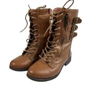 Rouge Helium Brown Lace Up Combat Ankle Boots Side Zip‎ Buckle Detail Womens 6.5 Grunge thumbnail 1