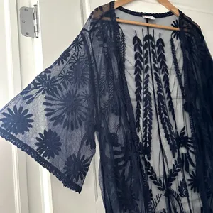 LulaRoe Navy Floral Embroidered Duster Sz S thumbnail 2