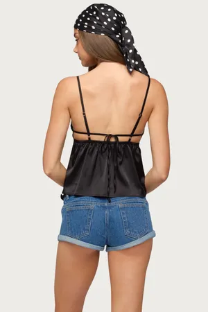 Edikted black satin tank thumbnail 4
