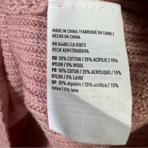 American Eagle Choker V-Neck Shaker Knit Sweater Pink Relaxed Ribbed Size M thumbnail 6