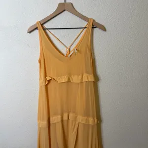 Anthropologie Tiered Sheer Overlay‎ Dress Orange Ruffle Shift Sleeveless Size XS thumbnail 7