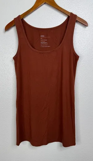 Storq Maternity Tank Top Rust Orange Terracotta Modal‎ Spandex Scoop Neck Size 3 thumbnail 1
