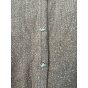 Cable & Gauge Womens Tan Glitter‎ Knit Cardigan Button Up Long Sleeve Top XLP thumbnail 2