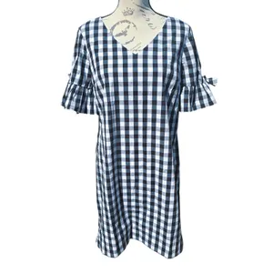 J. Crew Factory‎ NWT Gingham Dress V-Neck Tie Sleeve Black White Size S thumbnail 3