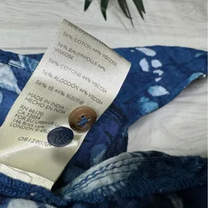 Anthropologie Pilcro The Tavi Ruffled Button Down Blouse Blue Batik Floral Small thumbnail 14