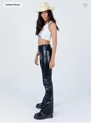 Princess Polly Leather Pants Black Faux thumbnail 6