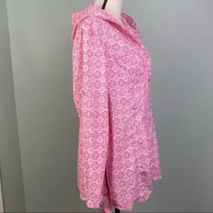 L.L.BEAN pink w/white and black lightweight “Shacket” (shirt/jacket), Large. EUC thumbnail 5