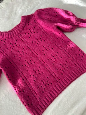 For Love & Lemons Brooke Pointelle Sweater in Juice thumbnail 6