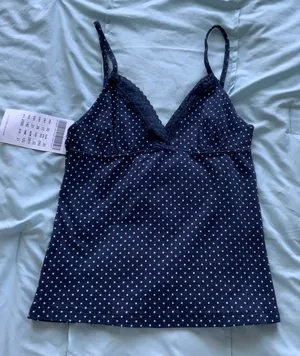 Brandy Melville Blue and White Polka Dot Tank Top thumbnail 1