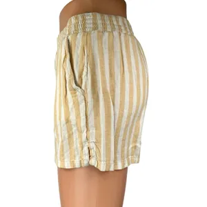 Abercrombie & Fitch Yellow White Striped Button High Rise Lounge Shorts XXS thumbnail 2