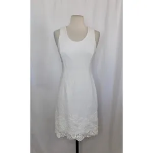REBECCA TAYLOR Matelasse White Jacquard Lace Shift Dress Bridal Wedding Size 2 thumbnail 2