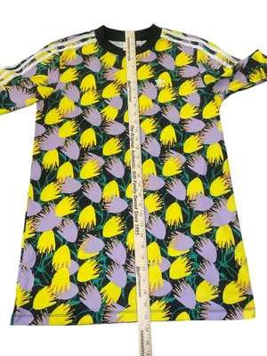 adidas bellista Short Sleeve Floral Tee dress- Yellow, Purple & Black thumbnail 4