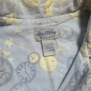 Lanz Of Salzburg Celestial Moon and Stars Flannel Pajama Set‎ Blue Large 2 Piece thumbnail 4