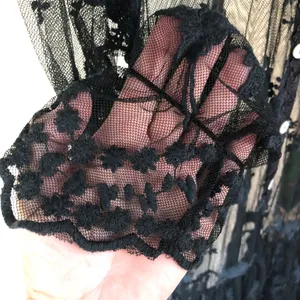 Gypsies Junkies Black Lace Long Sleeves Sheer Dress M thumbnail 4