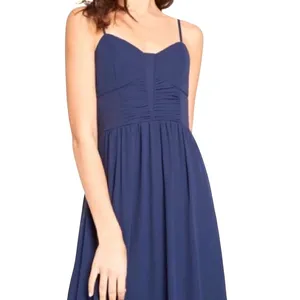 BCBG Generation Navy Blue Chiffon Sweetheart Maxi Dress Spaghetti Strap Gown 2 thumbnail 5