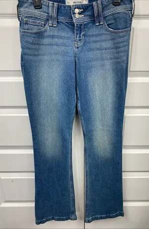 Hollister Ultra Low Rise Boot Embroidered Floral Pockets Jeans Retro 6L W28 Long thumbnail 1