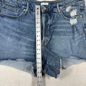 Good‎ American High Rise Distressed Denim Cut Off Shorts Blue Size 20 GB002T thumbnail 4