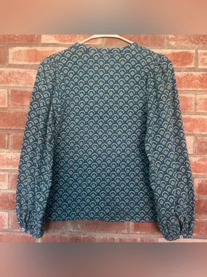 Boden Cardigan Button Up Shirt Knit Women’s 6 Blue Pattern Cotton Lightweight thumbnail 7