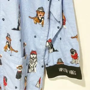 PJ Salvage Pajama Top Hipster Dogs Eyeglasses‎ Button Size XS thumbnail 2