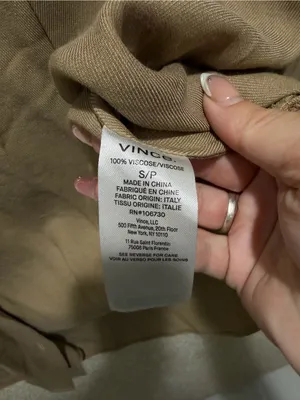 Vince button down shirt long sleeve small tan brown neutral capsule minimal FLAW thumbnail 11