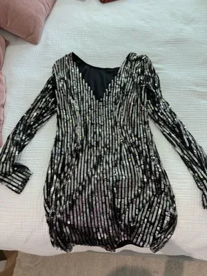 Nasty Gal black long sleeve sequin mini dress thumbnail 6