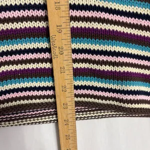 Striped Chunky Knit Turtleneck Sweater Earthy Rolled‎ Edges Cottage Casual Sz M thumbnail 5